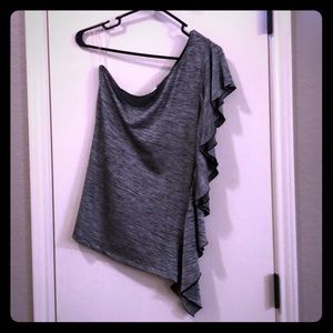 One shoulder silver top